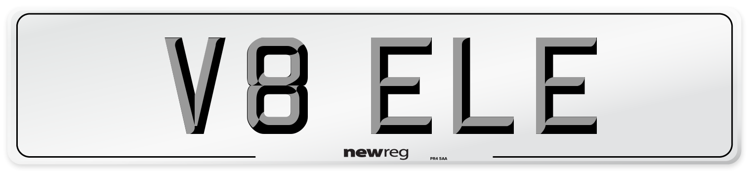 V8 ELE Number Plate from New Reg